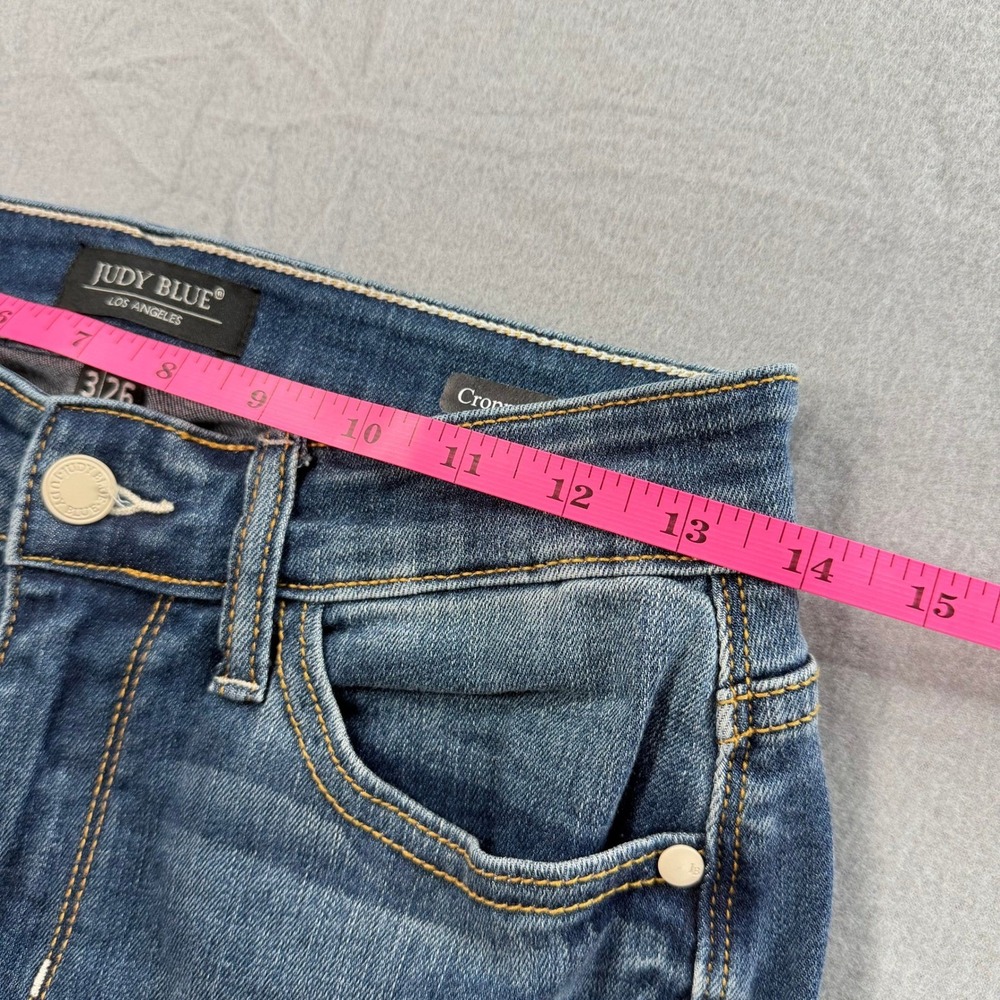 Judy Blue Cropped Bootcut Jeans Womens 3/26 Blue Raw Hem - Picture 6 of 9